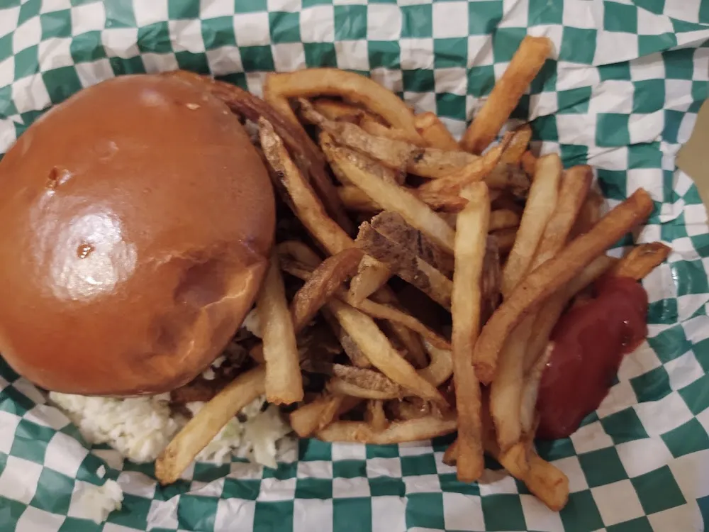 Chopped Brisket Sandwich and Their Homemade Fries
